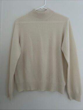Cream Mock Neck Cashmere Sweater